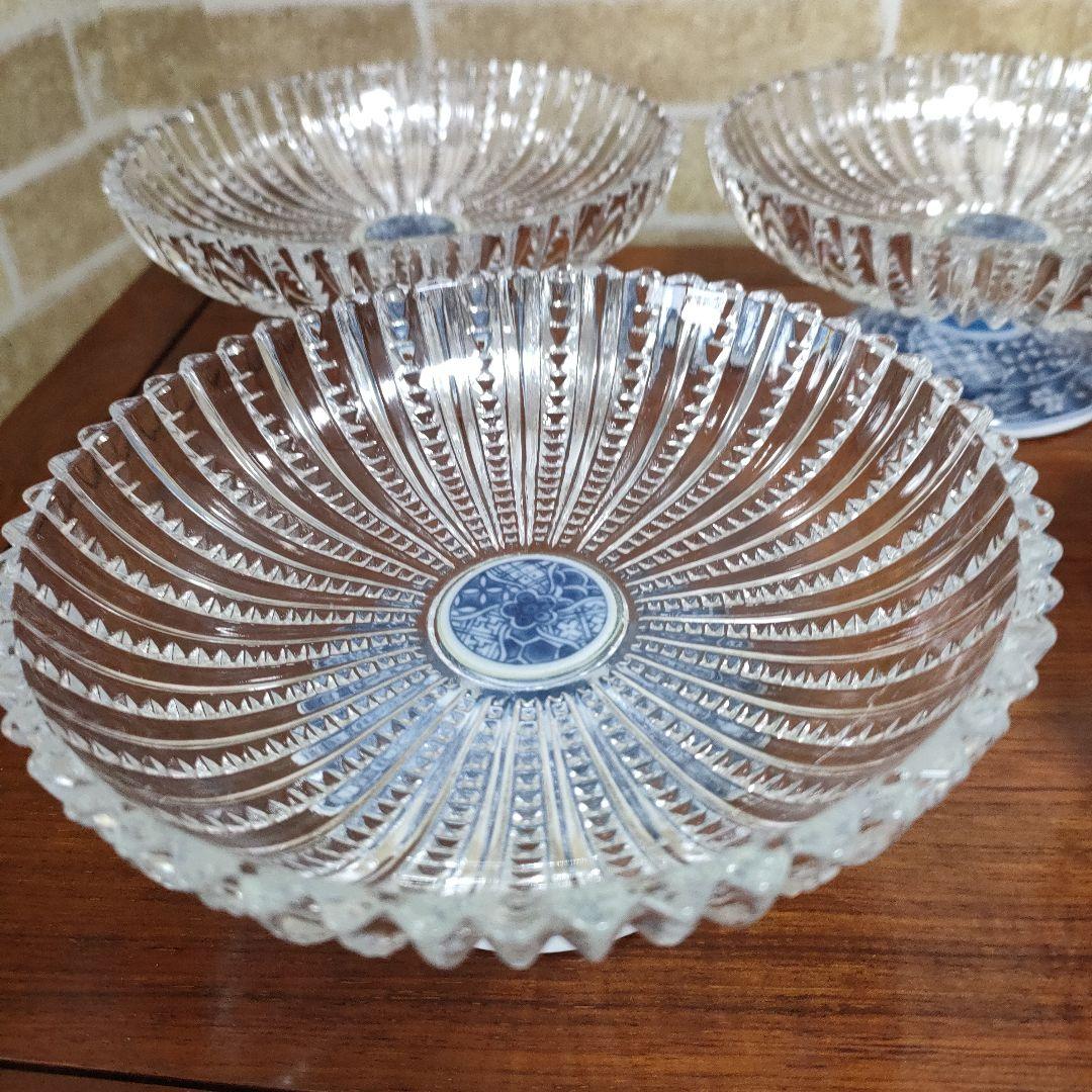 美濃焼 三洋陶器 龍峰窯 祥瑞 ガラスデザート皿 コンポート皿 高台 5個セット