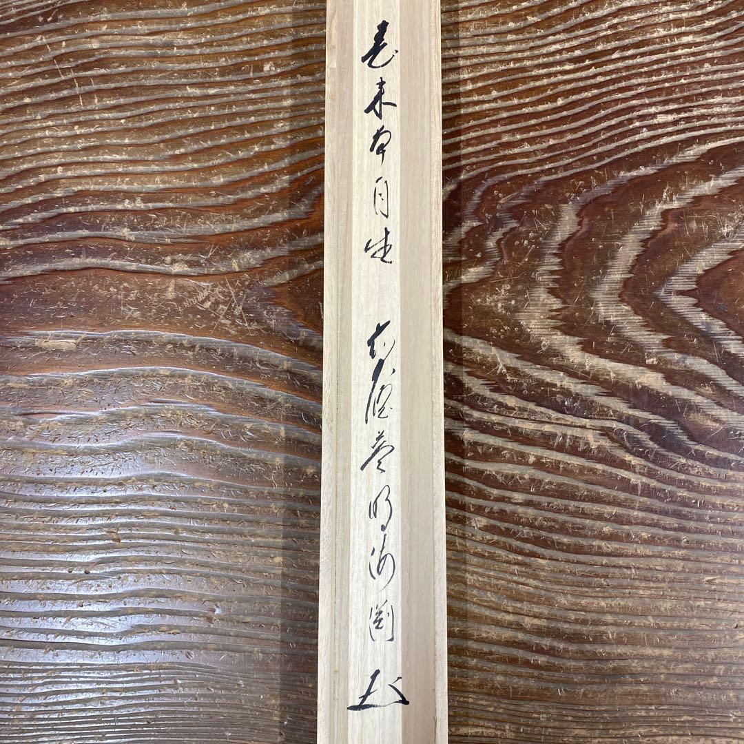 美品 掛け軸 矢野一甫作 わらび画賛「春来草白生」前大徳 共箱 茶掛け 禅語