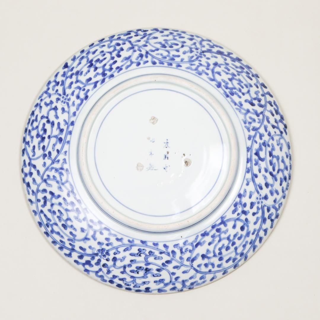 古伊万里 太明成化年製 染付 蛸唐草文 松竹梅図 尺皿