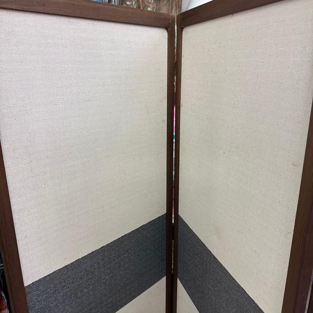 山水画風 山水屏風　墨絵　水墨画　山水画　屏風　アンティーク　当時物　レトロ