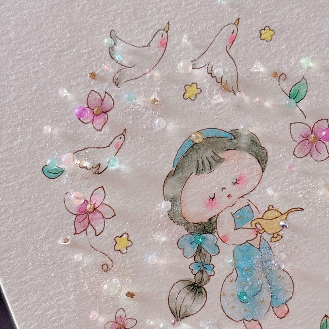 グラスアート　イラスト　水彩画　原画