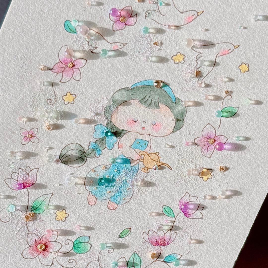 グラスアート　イラスト　水彩画　原画