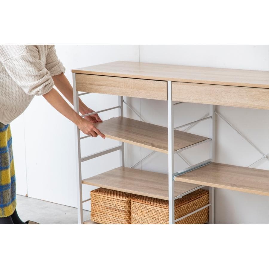 レンジ台 キッチン収納 キャスター 幅120cm 食器棚 キッチンラック