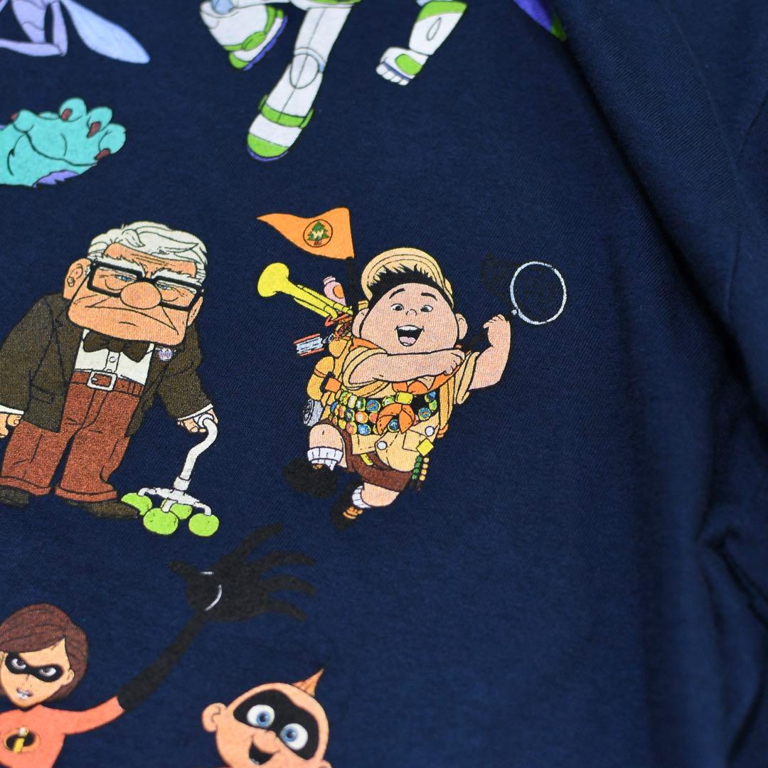 古着 Pixar プリントTシャツ Tシャツ ネイビー 半袖Tシャツ