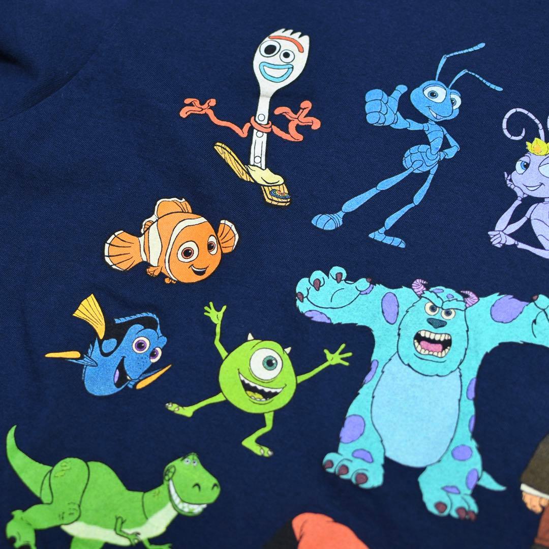 古着 Pixar プリントTシャツ Tシャツ ネイビー 半袖Tシャツ