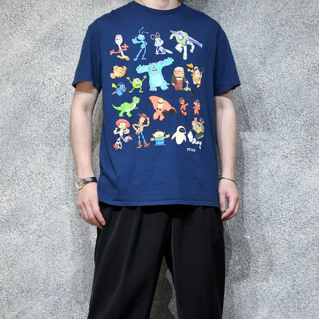古着 Pixar プリントTシャツ Tシャツ ネイビー 半袖Tシャツ