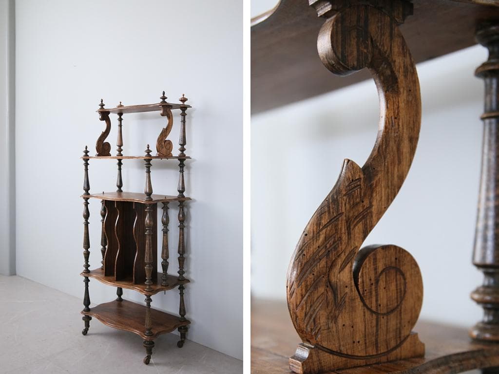 フランスアンティークナポレオン3世様式シェルフ/キャビネット飾り棚(90-58)