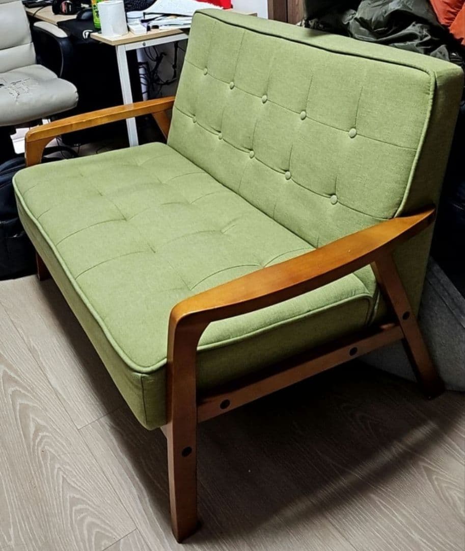 2人掛けソファ天然木フレームのコンパクトソファ 布張りタイプ(2月22まで)