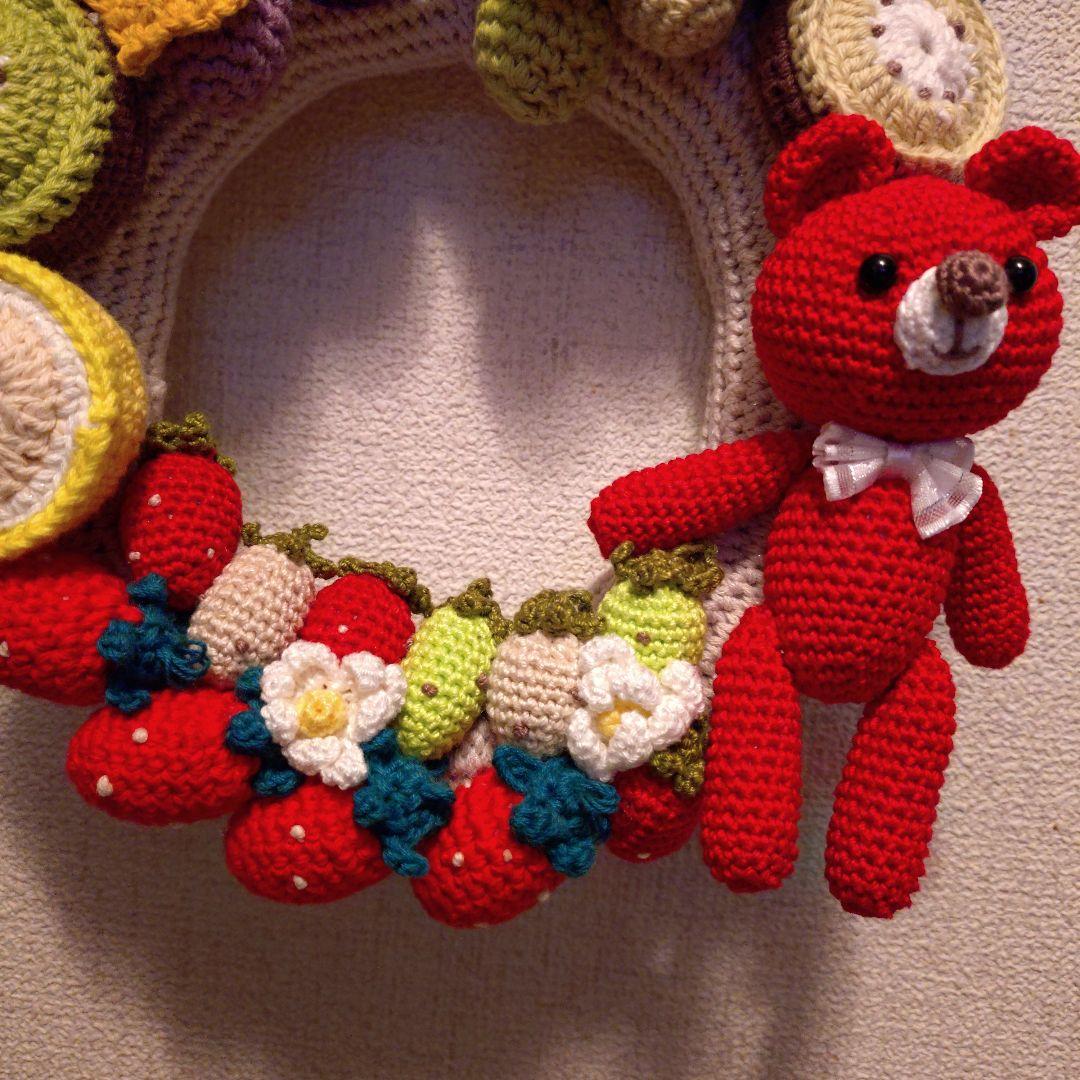 【ハンドメイド】くまとフルーツのリース