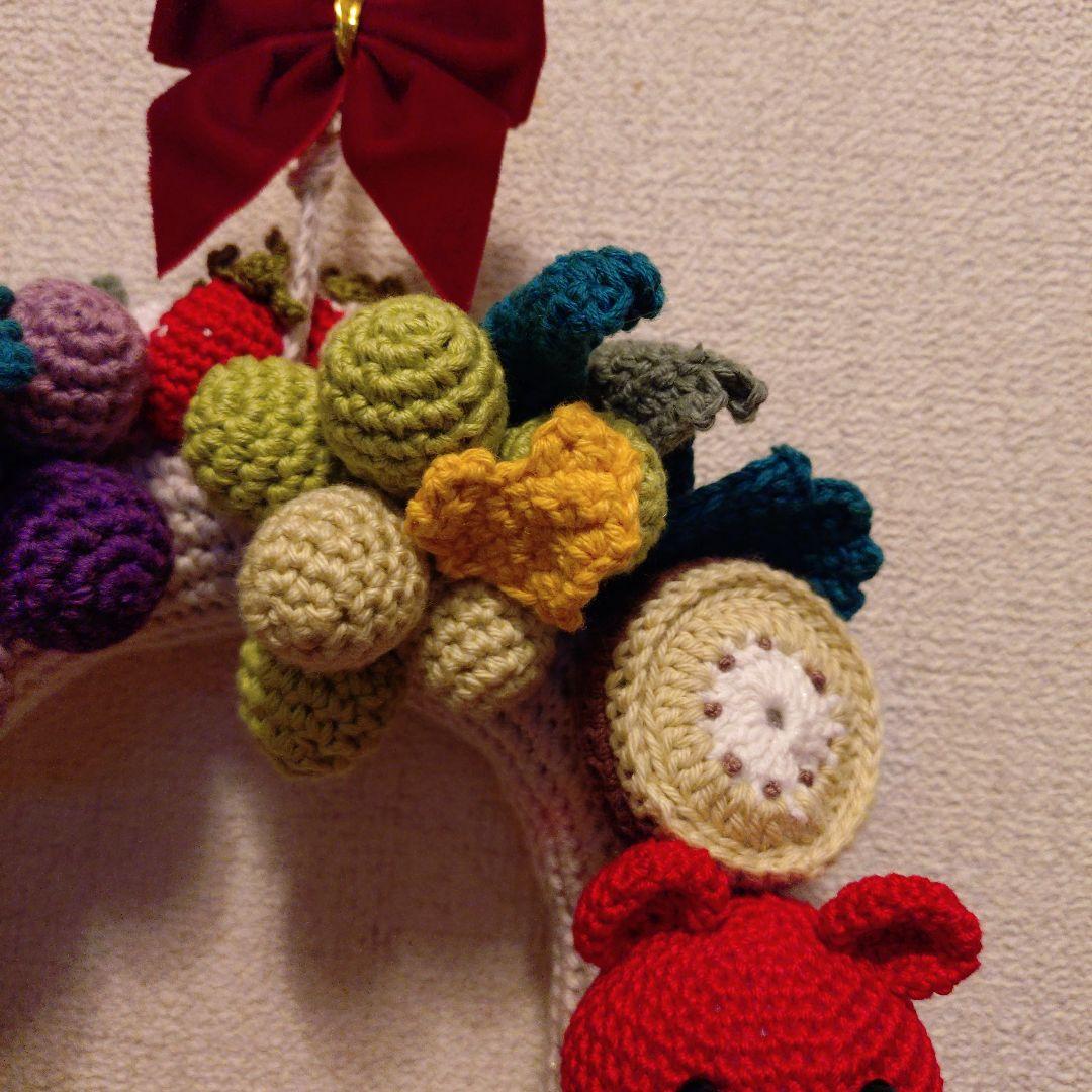 【ハンドメイド】くまとフルーツのリース