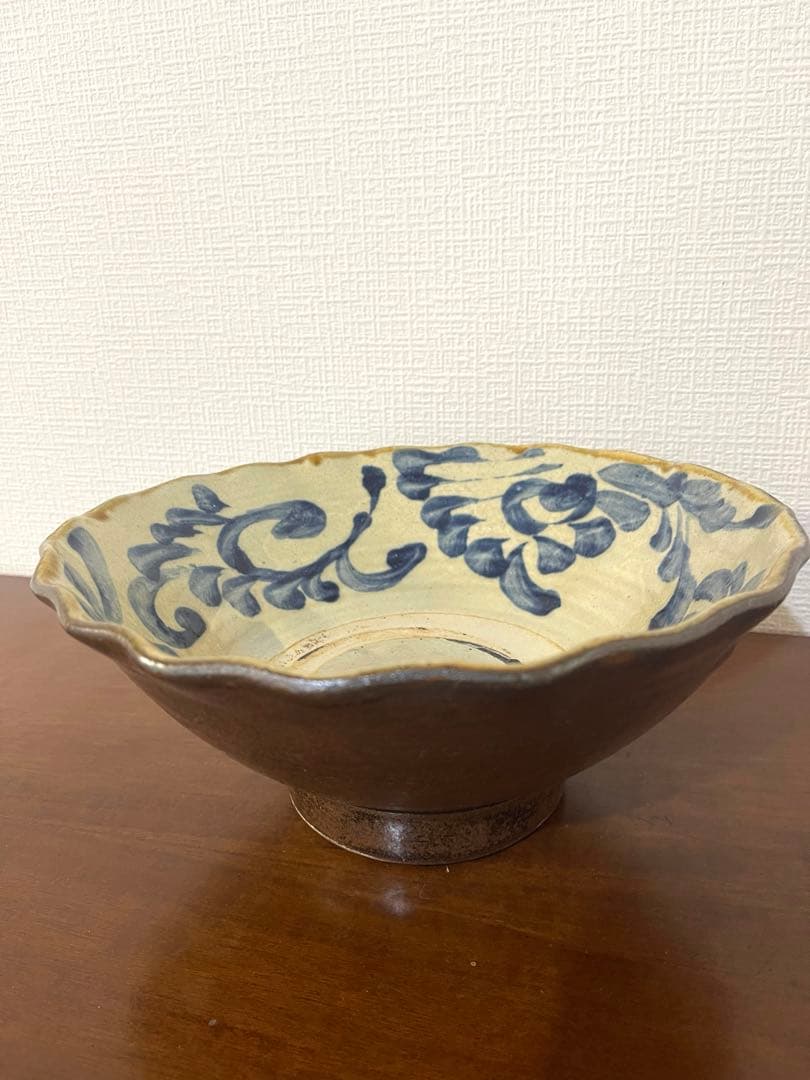 金城次郎実弟 金城敏雄 大鉢 大皿 唐草 壺屋焼 やちむん 25センチ 沖縄