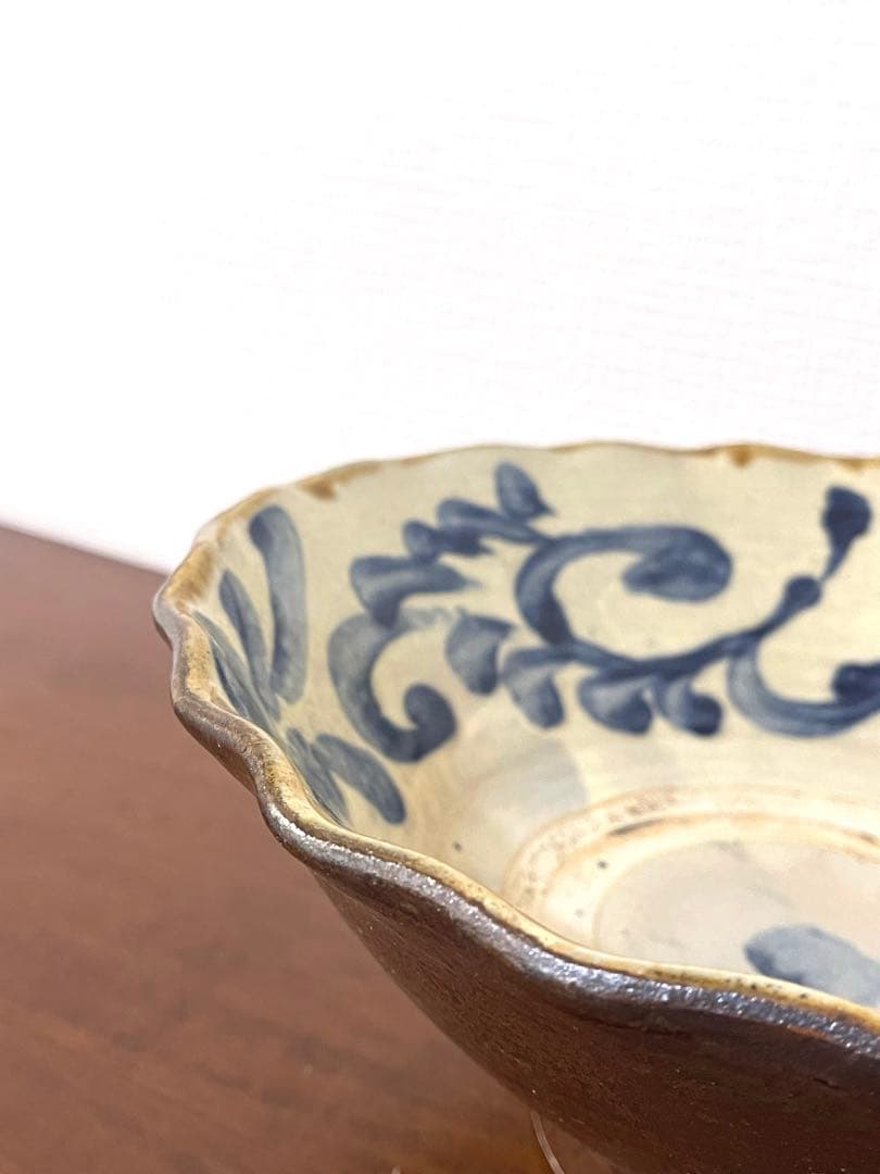 金城次郎実弟 金城敏雄 大鉢 大皿 唐草 壺屋焼 やちむん 25センチ 沖縄