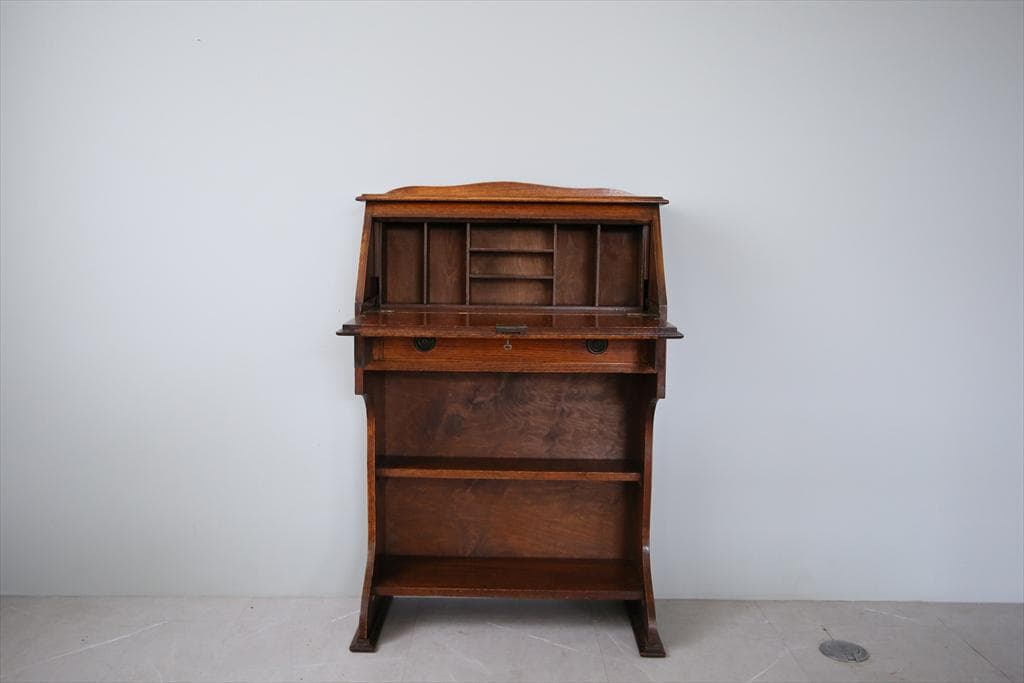 英国アンティーク木製ライティングビューロー/勉強机デスク/テーブル(92-51)