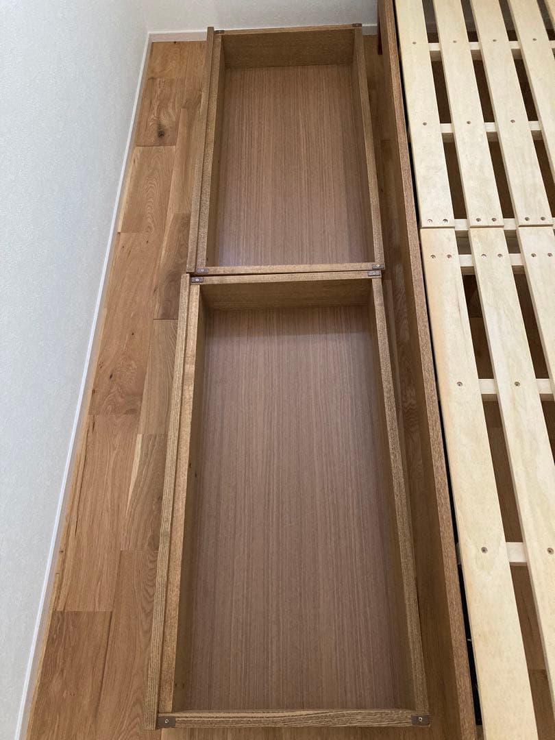 リセノ ダブルベッド folk フォーク ブラウン+収納2点セット