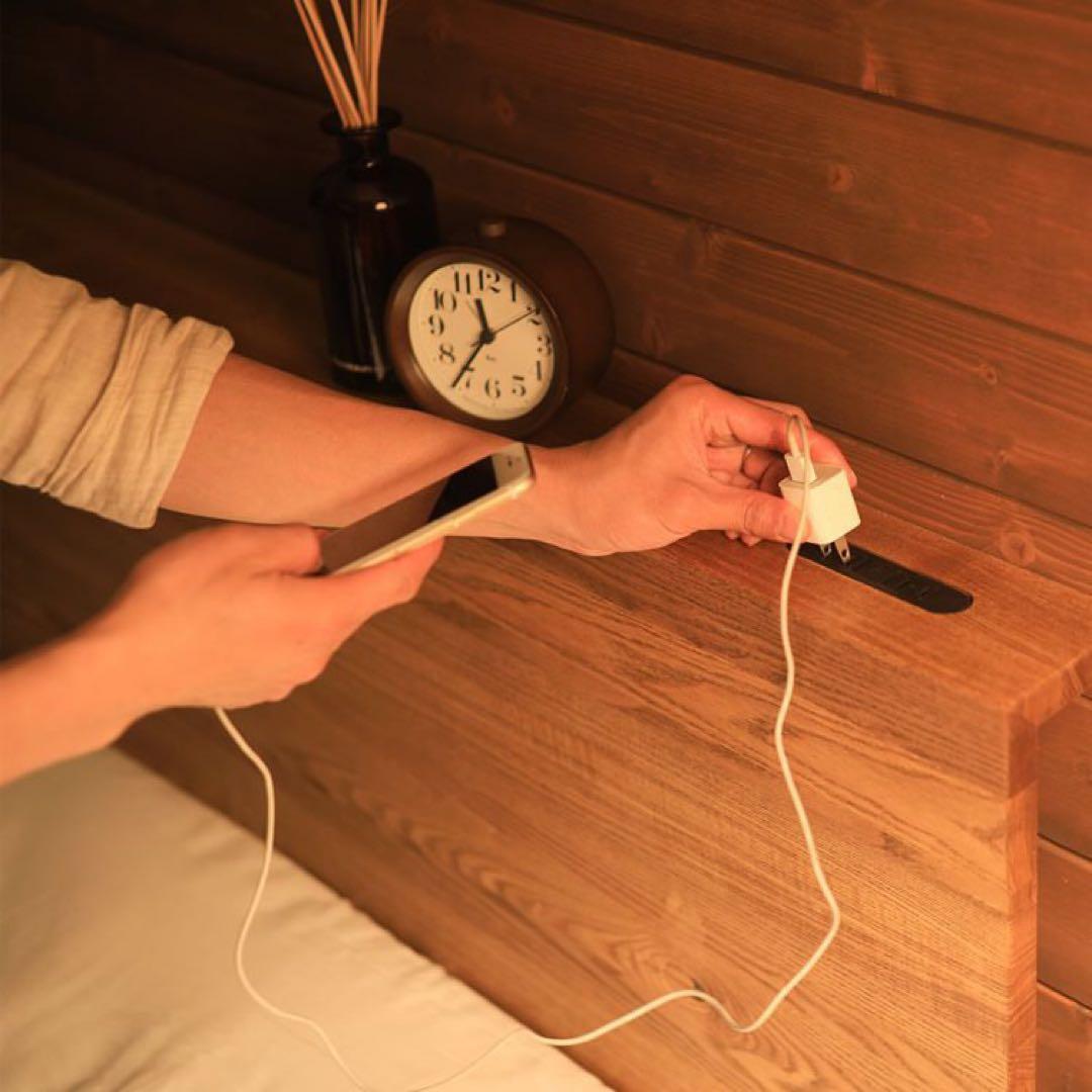 リセノ ダブルベッド folk フォーク ブラウン+収納2点セット