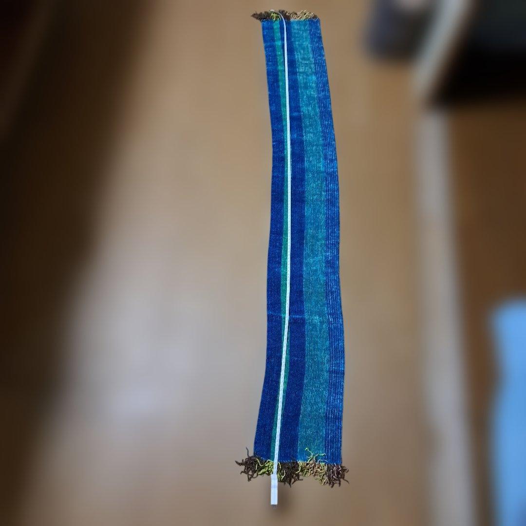 青と緑のストライプ 織物マフラー