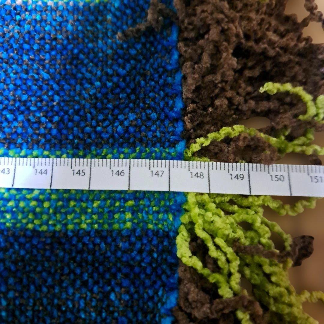 青と緑のストライプ 織物マフラー