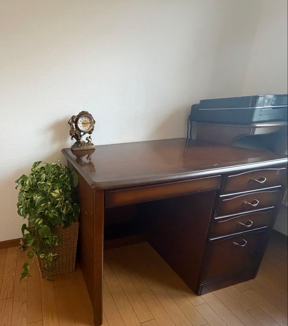 アンティーク　学習机　木製ダークブラウンデスク 引き出し付き　机　デスク