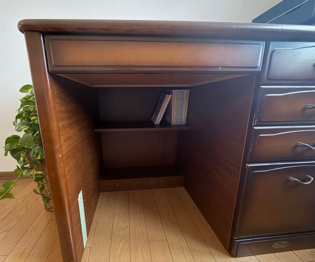 アンティーク　学習机　木製ダークブラウンデスク 引き出し付き　机　デスク