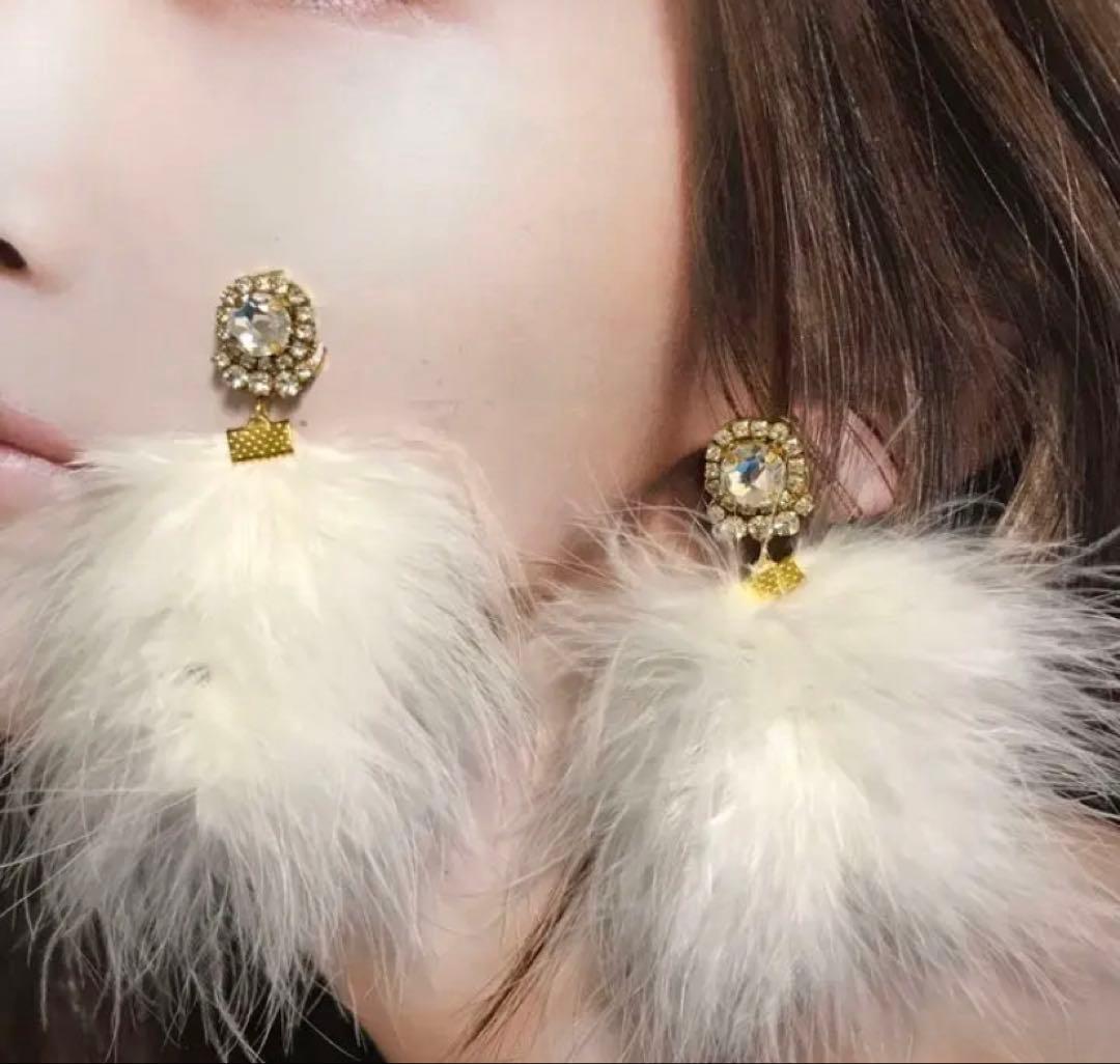 甘酒様♡♡ 限定冬もの6♡スワロフスキー クリア　マラボーファー　ビジューピアス