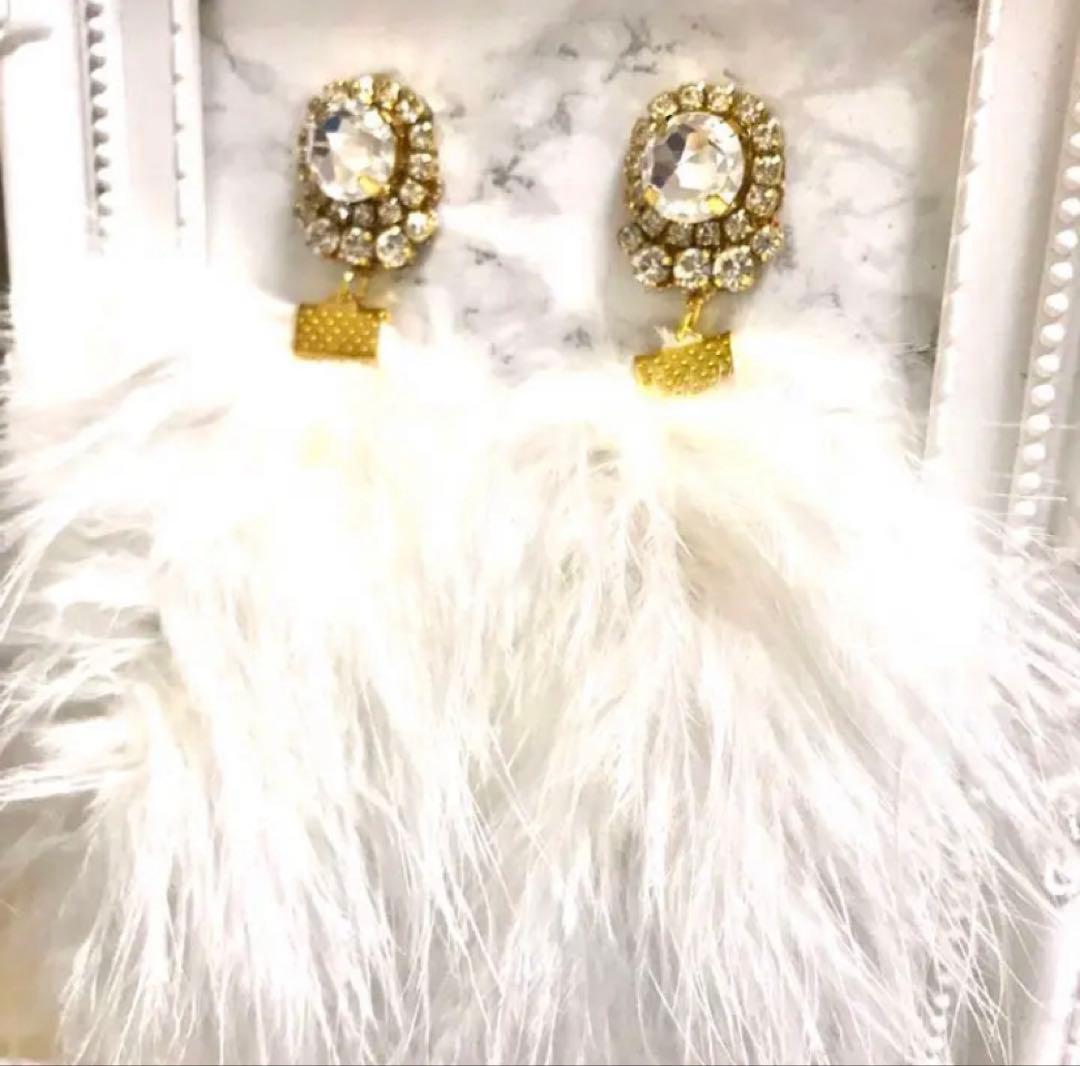 甘酒様♡♡ 限定冬もの6♡スワロフスキー クリア　マラボーファー　ビジューピアス