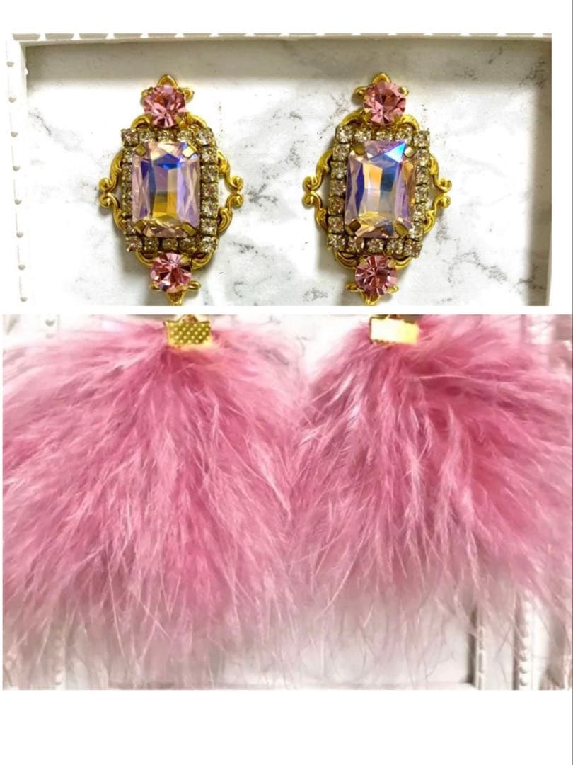 甘酒様♡♡ 限定冬もの6♡スワロフスキー クリア　マラボーファー　ビジューピアス