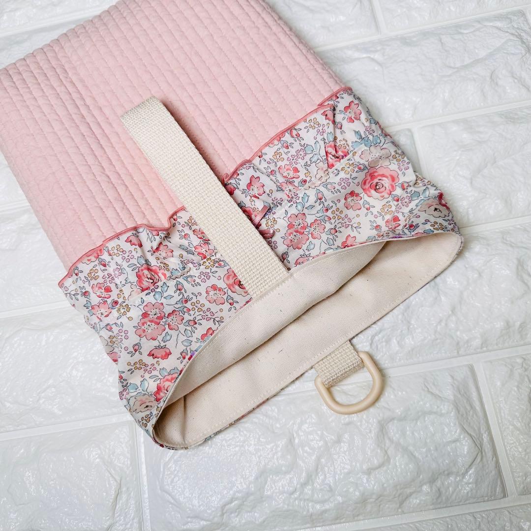 ハンドメイド　リバティ生地　女の子　くすみピンク　ヌビ　レッスンバッグ　上履き袋