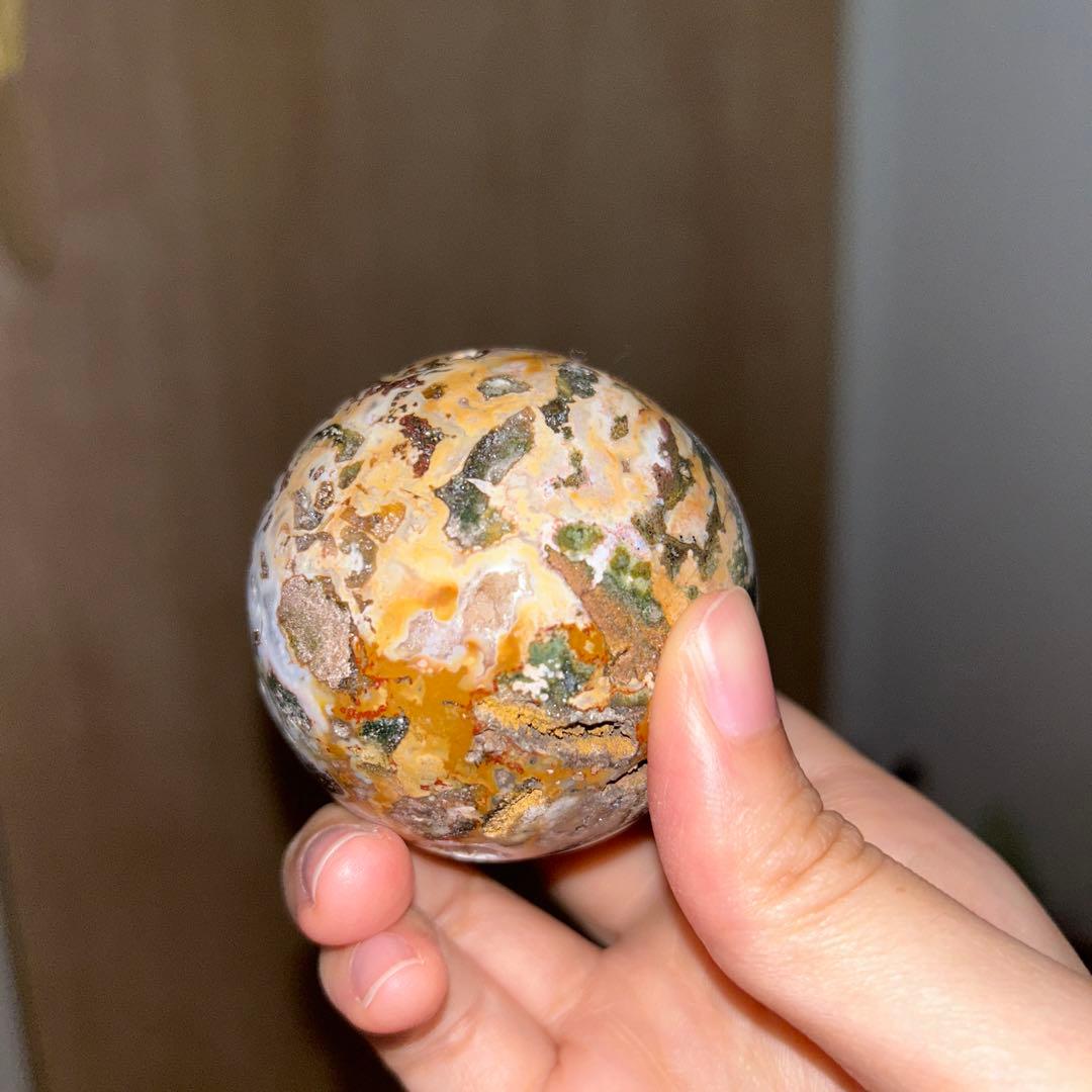 オーシャンジャスパー スフィア 結晶 ジオード 56.3ミリ