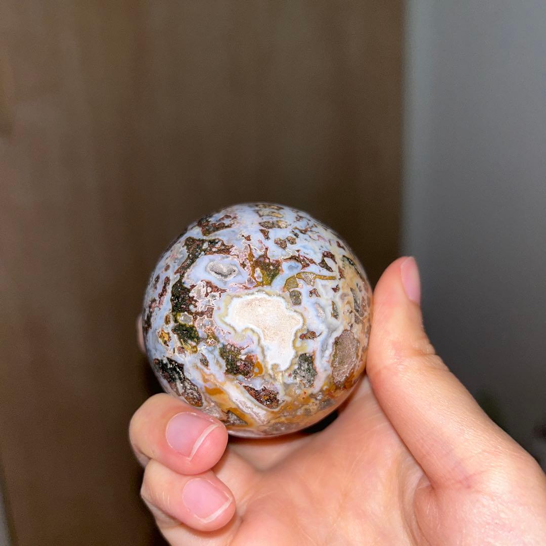 オーシャンジャスパー スフィア 結晶 ジオード 56.3ミリ