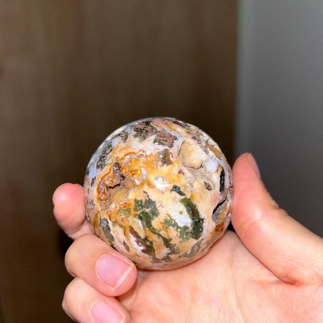 オーシャンジャスパー スフィア 結晶 ジオード 56.3ミリ