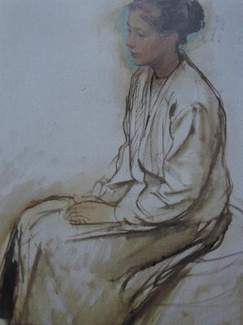 小磯良平、【婦人像】、希少な大判額装用画集より、美品、新品額装付