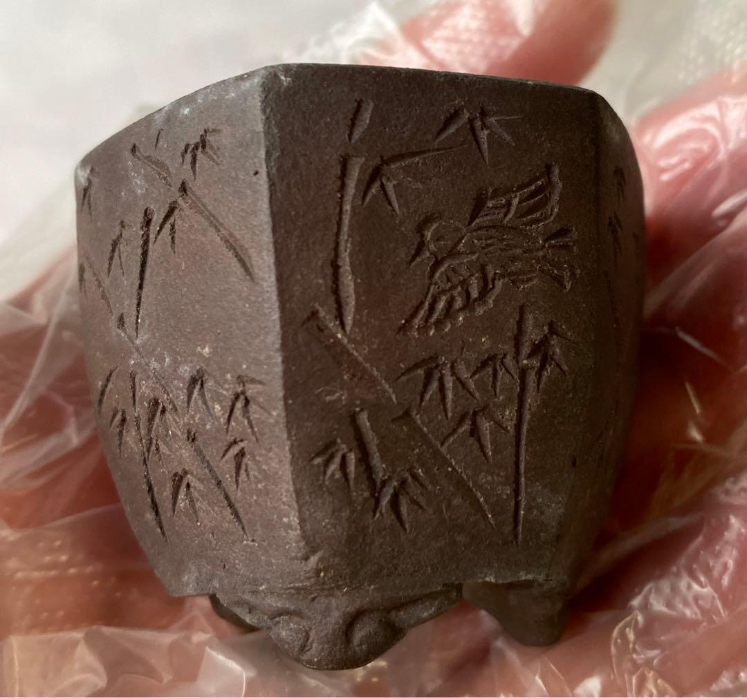 陶雀　雀　小品　盆栽鉢　アンティーク　(A) (A11)