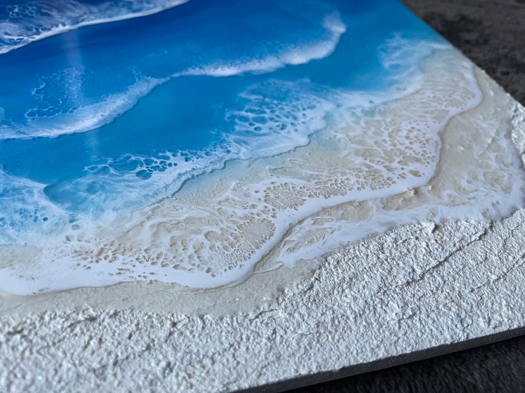 レジンアート　オーシャンアートアート　海レジン　大きな海最終　#51手鏡付き