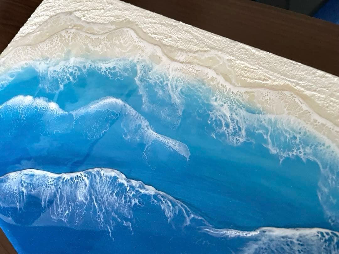 レジンアート　オーシャンアートアート　海レジン　大きな海最終　#51手鏡付き