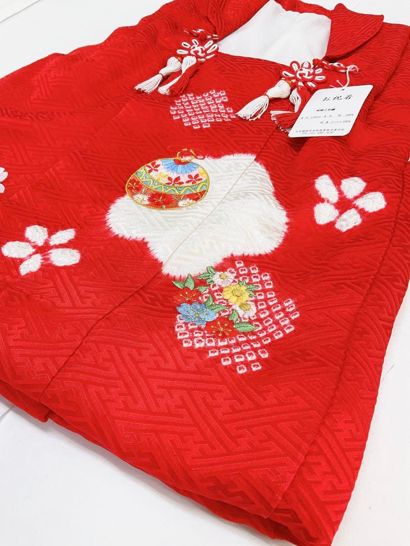 七五三 子ども 着物 被布コート 三歳 正絹 子絞り 刺繍 鈴 桜 新品未使用品