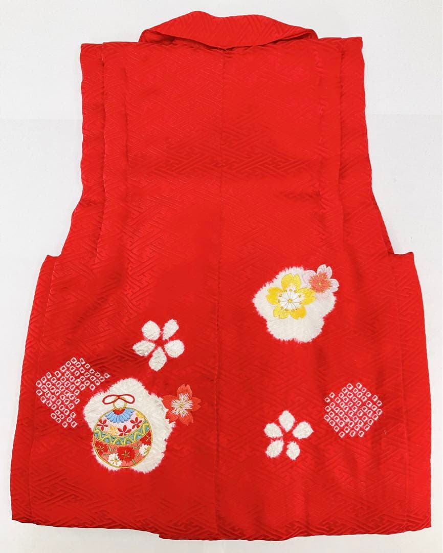 七五三 子ども 着物 被布コート 三歳 正絹 子絞り 刺繍 鈴 桜 新品未使用品