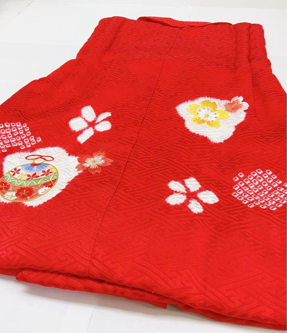 七五三 子ども 着物 被布コート 三歳 正絹 子絞り 刺繍 鈴 桜 新品未使用品