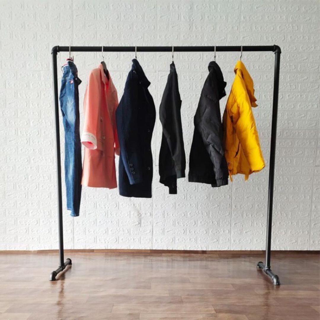 【訳あり②】アイアンハンガーラック ハンガーラック パイプラック ブラック 黒