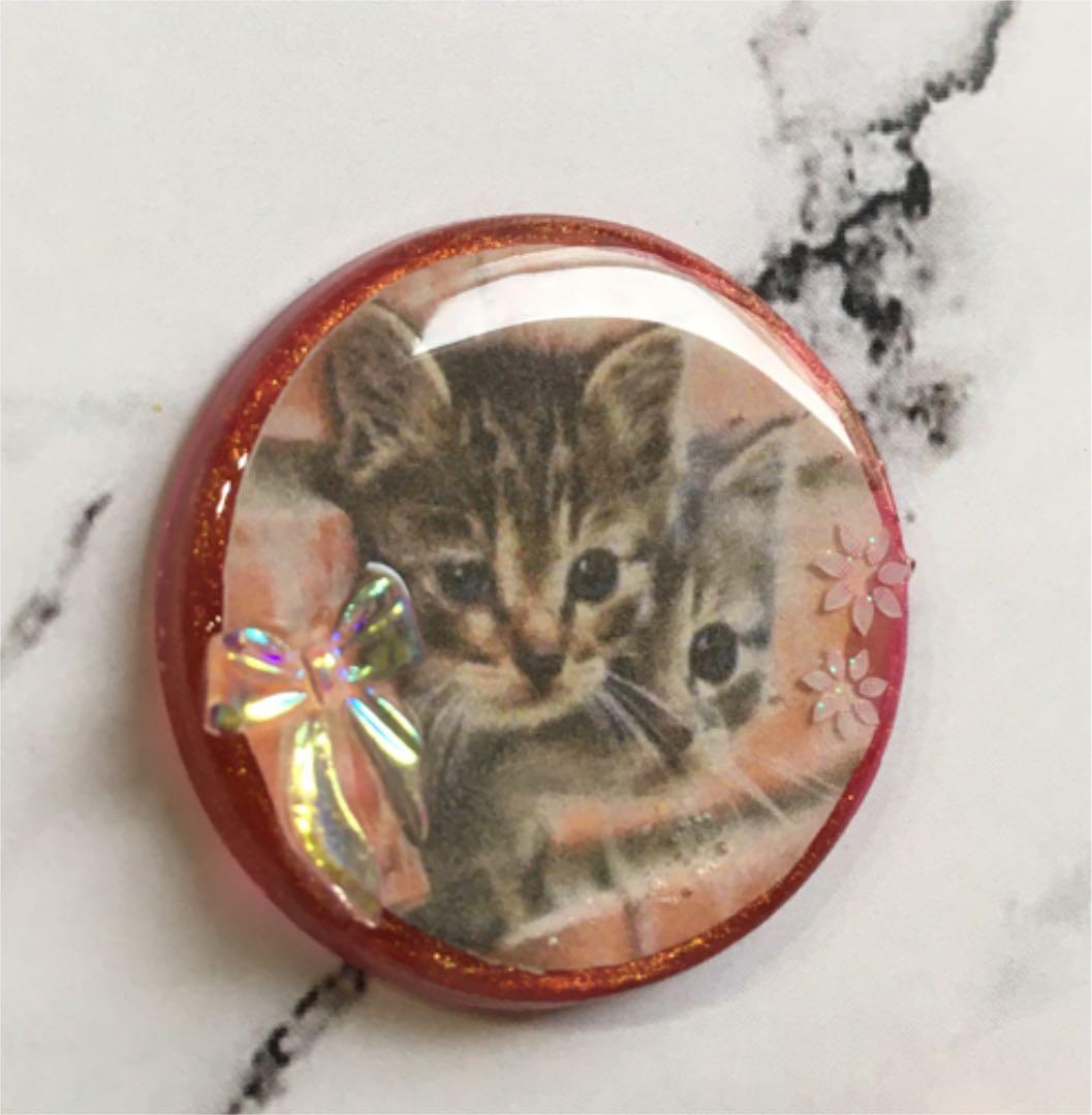 レジンヘアゴム♡仲良しリボン猫ちゃんレッド・再販不可