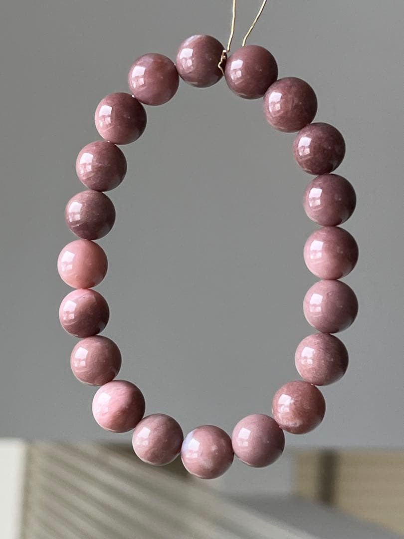 天然石ブレスレット☆高品質！ピンクオパール９ｍｍ☆濃いめのシックなカラーで素敵♡