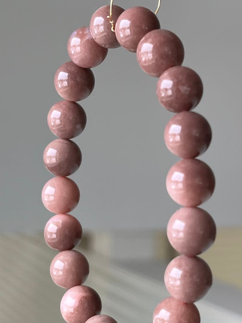 天然石ブレスレット☆高品質！ピンクオパール９ｍｍ☆濃いめのシックなカラーで素敵♡