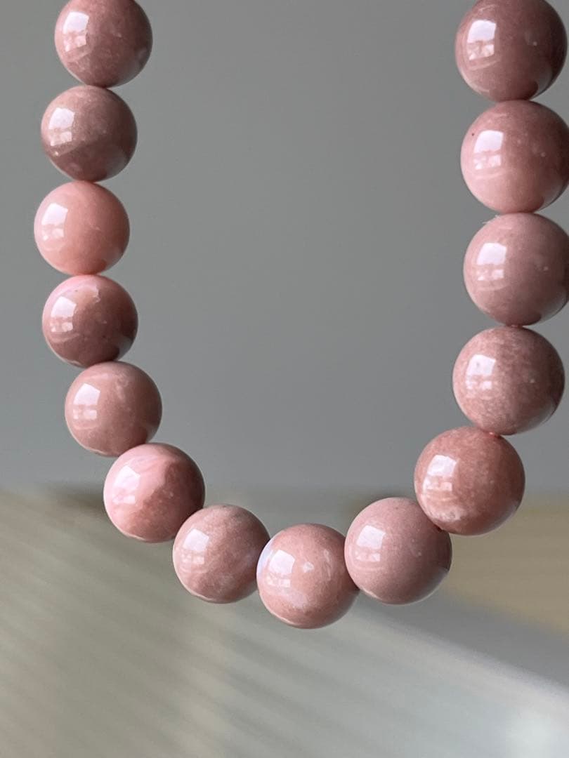 天然石ブレスレット☆高品質！ピンクオパール９ｍｍ☆濃いめのシックなカラーで素敵♡