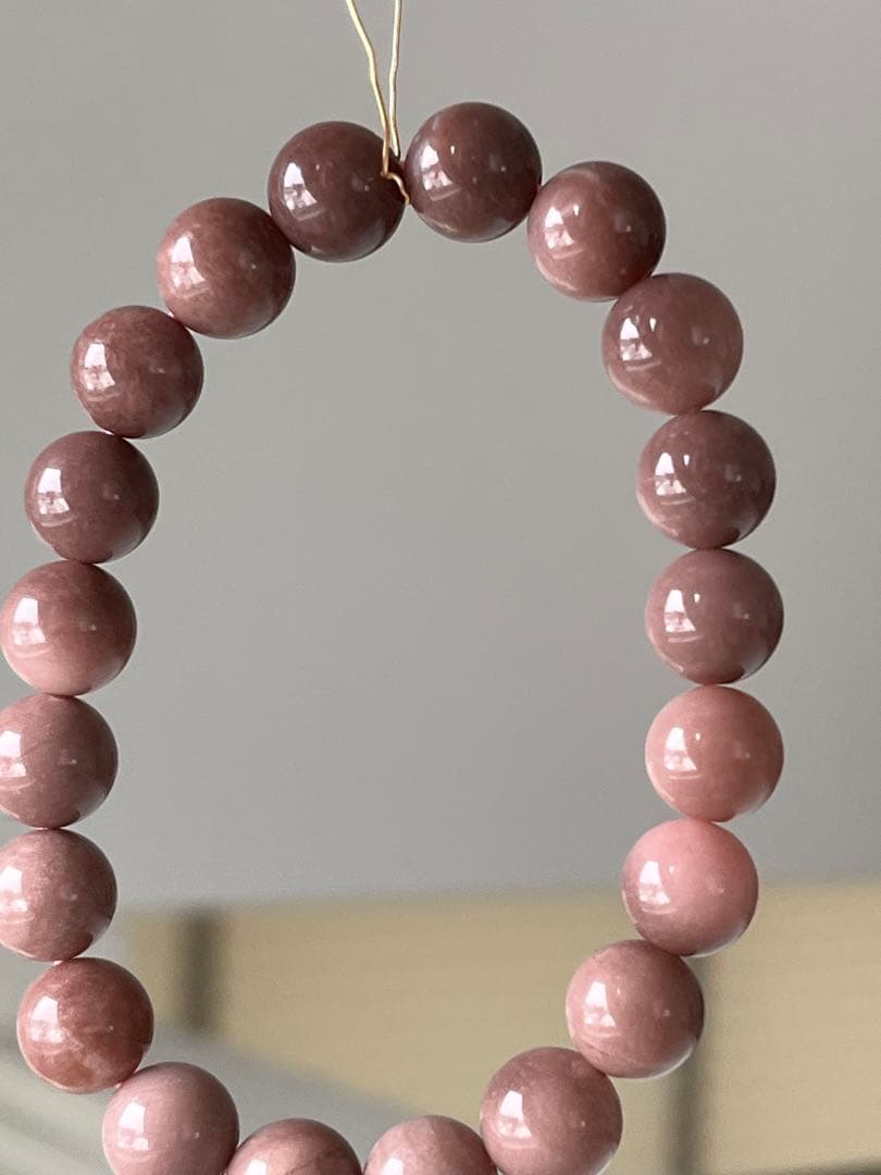 天然石ブレスレット☆高品質！ピンクオパール９ｍｍ☆濃いめのシックなカラーで素敵♡