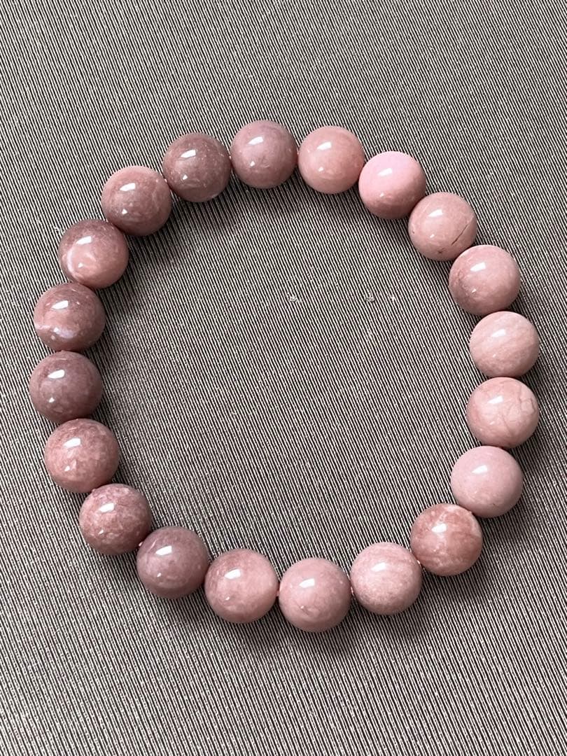 天然石ブレスレット☆高品質！ピンクオパール９ｍｍ☆濃いめのシックなカラーで素敵♡