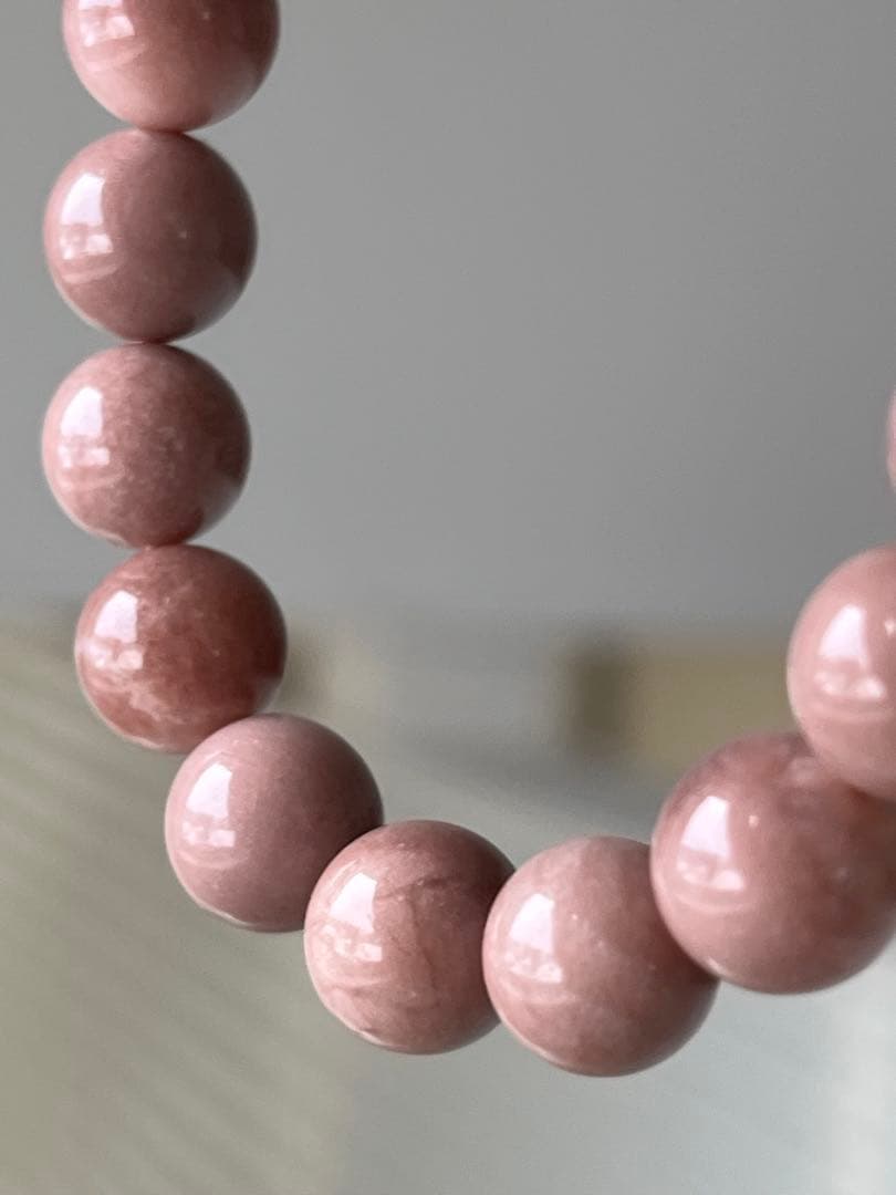 天然石ブレスレット☆高品質！ピンクオパール９ｍｍ☆濃いめのシックなカラーで素敵♡