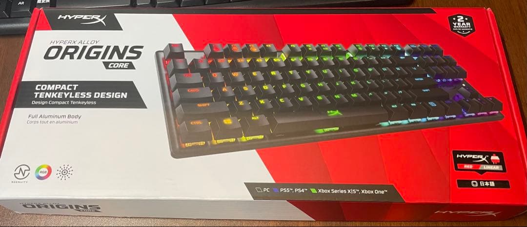HyperX Alloy Origins 赤軸 キーボード 箱・ケーブル付　美品