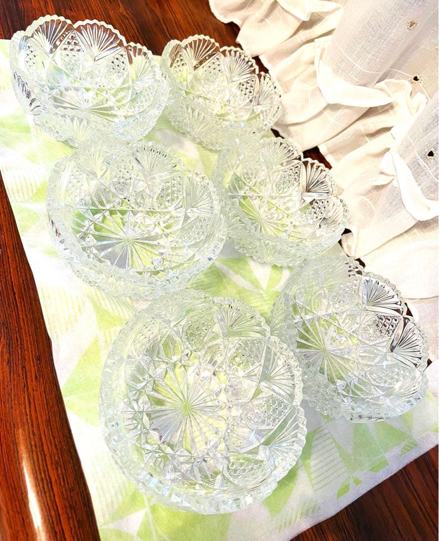 ホヤ　クリスタル　小鉢　6個　ガラス食器　ガラス小鉢 カットガラス HOYA