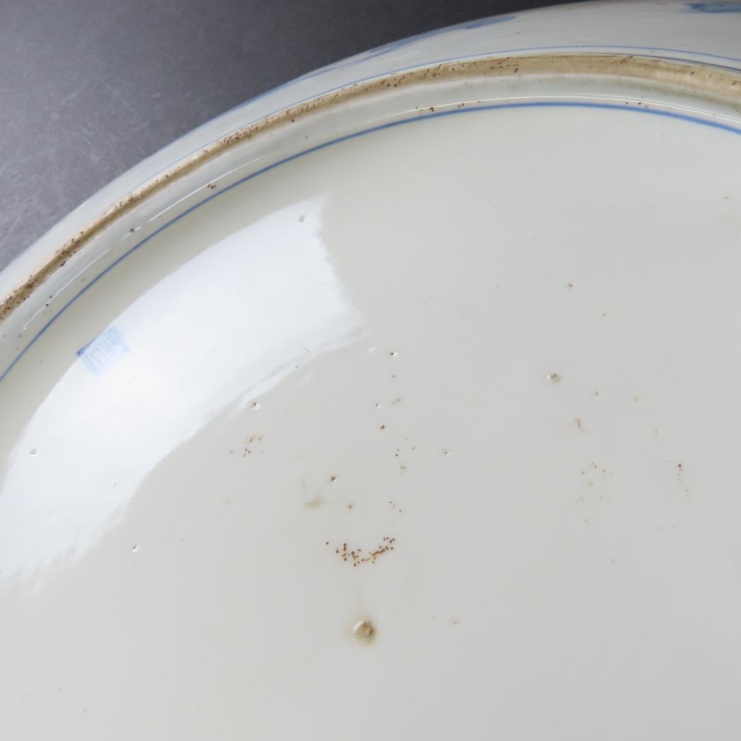 ⭕252 美品 古伊万里 錦手 市松紋竜田川文様 大皿 無傷 46cm 江戸時代