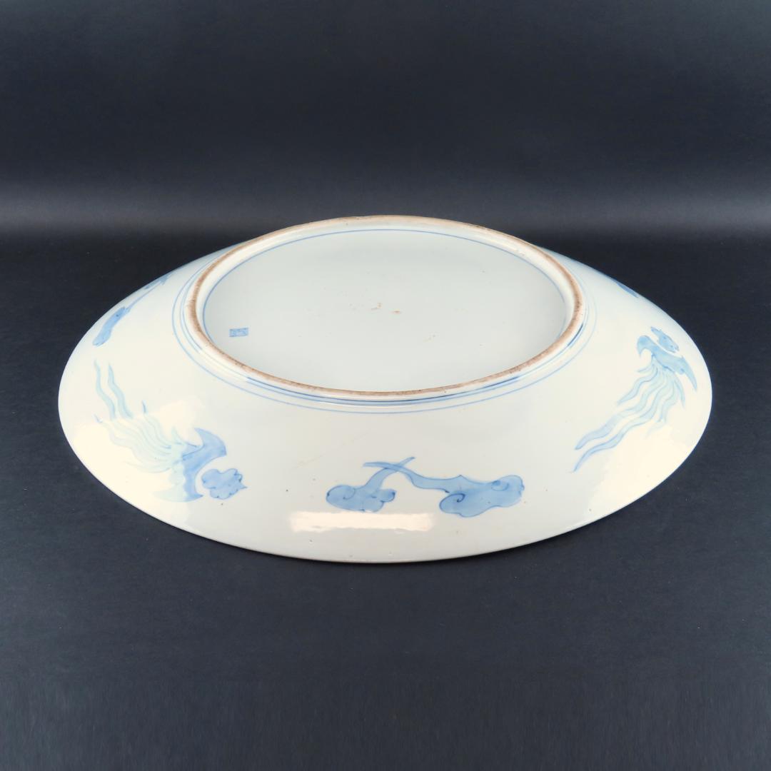 ⭕252 美品 古伊万里 錦手 市松紋竜田川文様 大皿 無傷 46cm 江戸時代