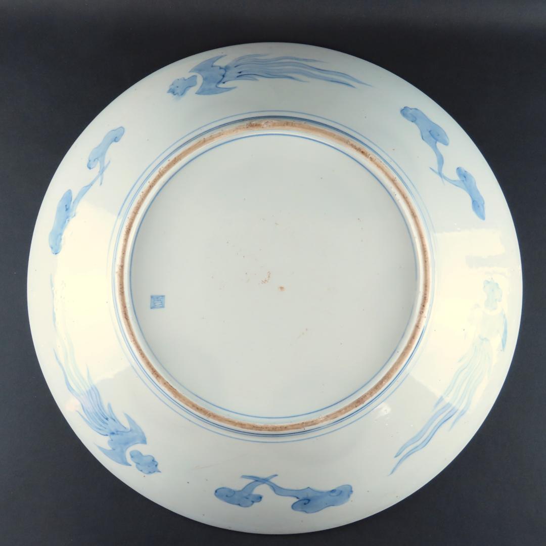 ⭕252 美品 古伊万里 錦手 市松紋竜田川文様 大皿 無傷 46cm 江戸時代